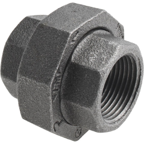 Black Pipe Fittings: Union, 1", Threaded, Malleable Iron
