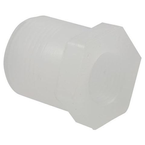 (Nibco Part#:  CN04800) 6218-3-4 - Flush Thread Reducer Bushing MPT x FPT - Chem-Pure Natural Polypropylene Schedule 80