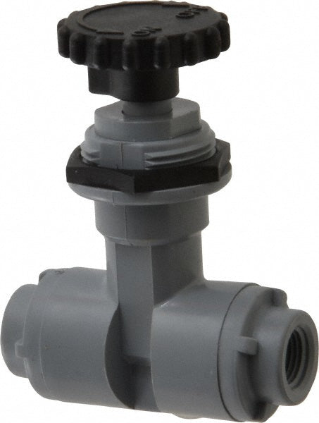 Needle Valve: Straight, 1/8" Pipe, Polyvinylchloride Body, Polytetrafluoroethylene Seal