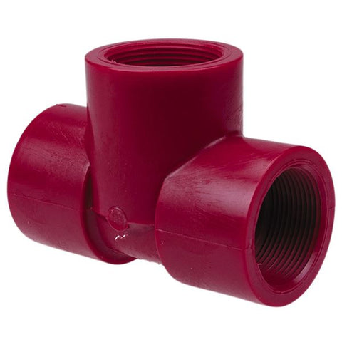 (Nibco Part#:  CD02000) 6512-3-3 - Thread Tee FPT x FPT x FPT - Kynar Red PVDF Schedule 80