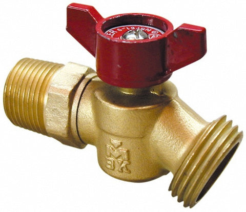 1/2" Pipe, 125 psi WOG Rating, 1" Long Shank, Brass Hose Bibb, Stop Valve