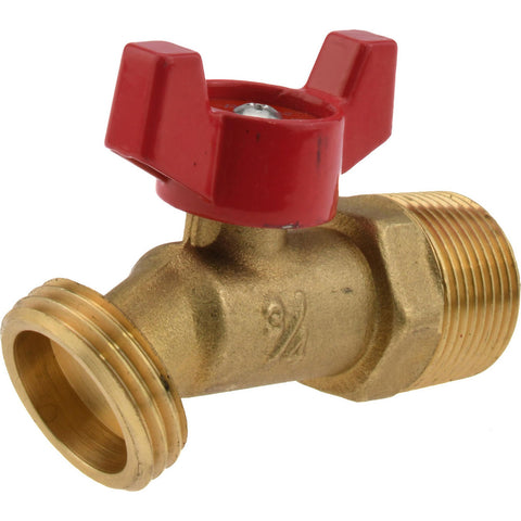 3/4" Pipe, 125 psi WOG Rating, 1" Long Shank, Brass Hose Bibb, Stop Valve