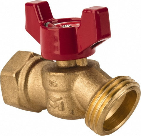 1/2" Pipe, 125 psi WOG Rating, 1/4" Long Shank, Brass Hose Bibb, Stop Valve