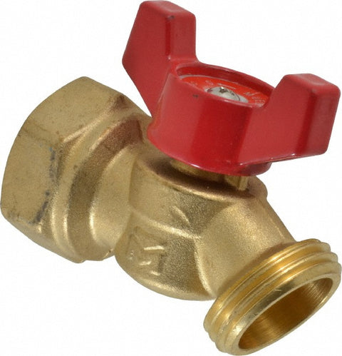 3/4" Pipe, 125 psi WOG Rating, 1/4" Long Shank, Brass Hose Bibb, Stop Valve