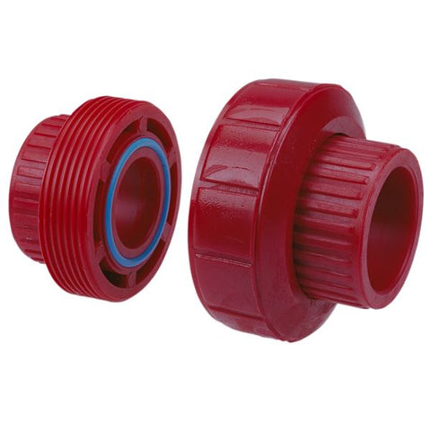 (Nibco Part#:  CD04000) 6533 - FKM Socket Union S x S - Kynar Red PVDF Schedule 80