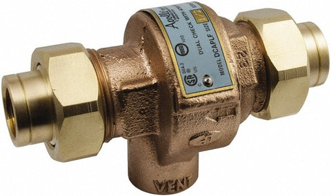 1/2 Thread, 175 psi WOG Rating, Bronze Dual Check Backflow Preventer Valve