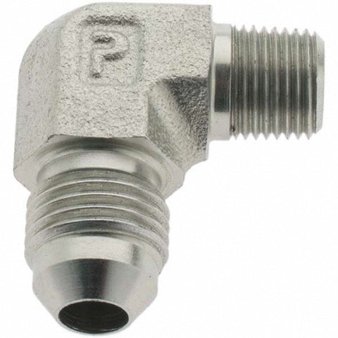 Steel Flared Tube 90 Deg Elbow: 5/16" OD, 1/8-27 Thread, 37 deg Flared Angle