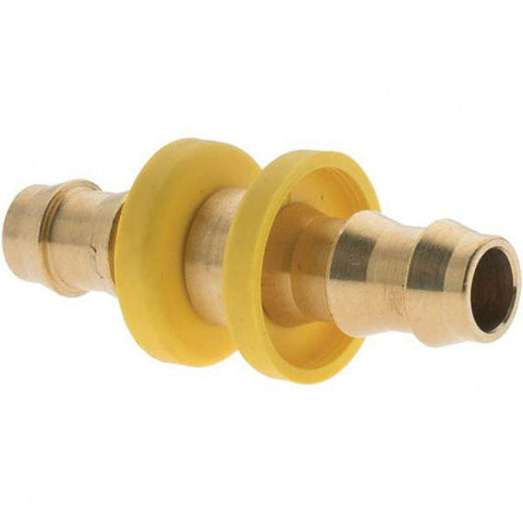 Barbed Push-On Hose Union: Brass, 1/4" Barb
