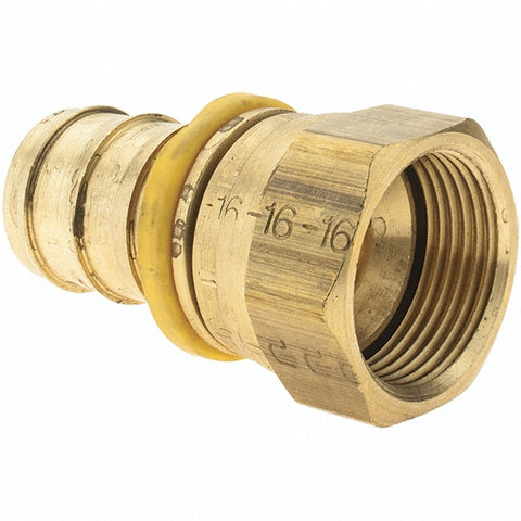 Barbed Push-On Hose Female Swivel: 1-5/16-12 FJIC, Brass, 1/2" Barb