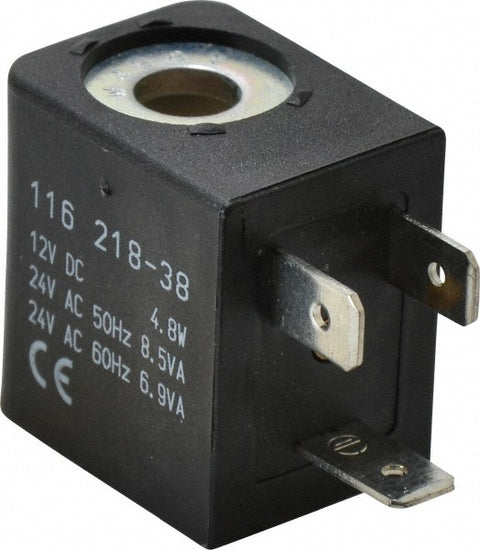 12 DC Volt, Din Connection Coil Lead Length, Class F, Solenoid Coil