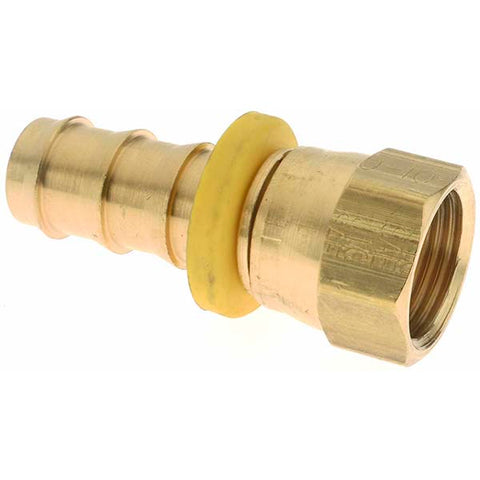 Barbed Push-On Hose Female Swivel: 7/8-14 FJIC, Brass, 5/8" Barb