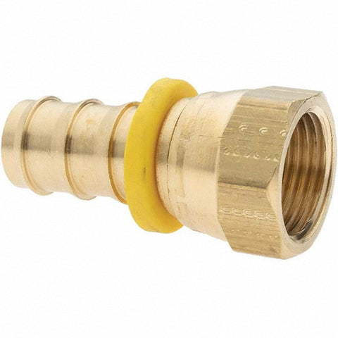 Barbed Push-On Hose Female Swivel: 1-1/16-12 FJIC, Brass, 3/4" Barb