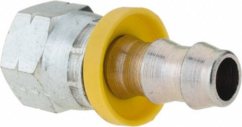 Barbed Push-On Hose Female Swivel: 5/8-18 UNF, Steel, 3/8" Barb