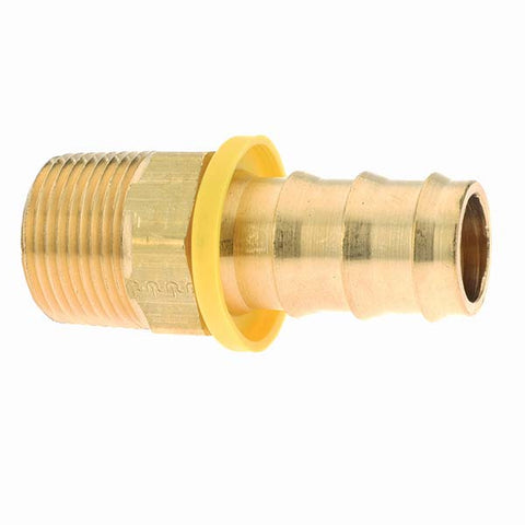 Barbed Push-On Hose Male Rigid: 3/4-14 Male NPTF, Brass, 3/4" Barb