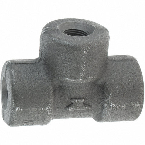 Black Pipe Fittings: Tee, 1/8", Threaded, Forged Carbon Steel
