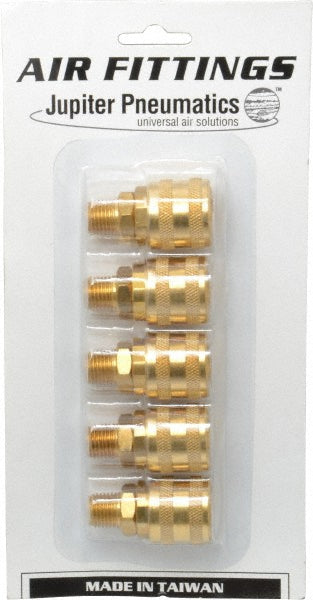 5 Piece 1/4" Body 1/4 NPT 145 psi Brass ARO Pneumatic Coupling Plug Set