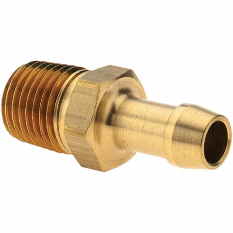 Barbed Hose Fitting: 1/4", Male Rigid
