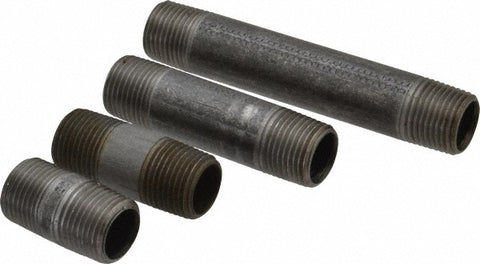 100 Piece, 1/2" Pipe, Black Finished Steel Pipe Nipple Set