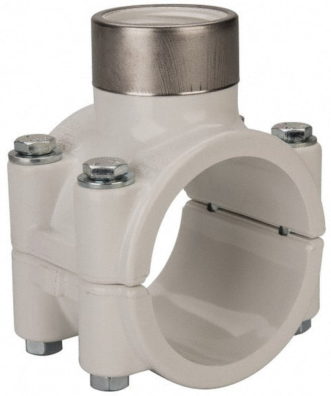 2 x 1" PVC Plastic Pipe Clamp On Saddle with EPDM O-Ring