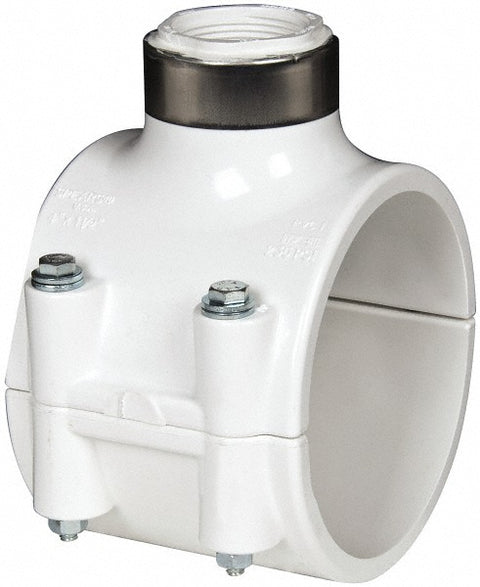 4 x 1-1/4" PVC Plastic Pipe Clamp On Saddle with EPDM O-Ring