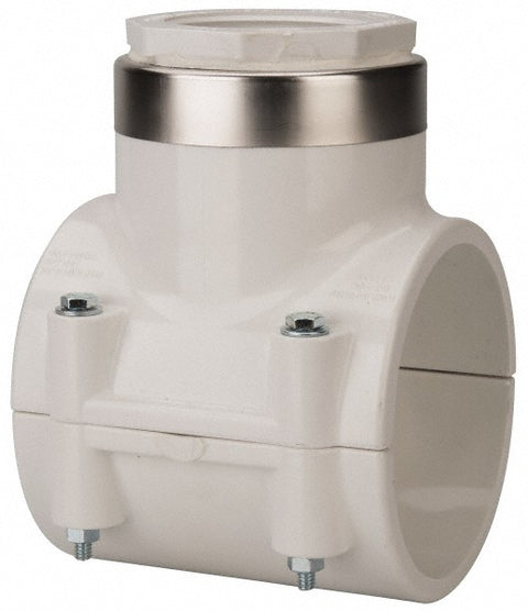 4 x 2-1/2" PVC Plastic Pipe Clamp On Saddle with EPDM O-Ring