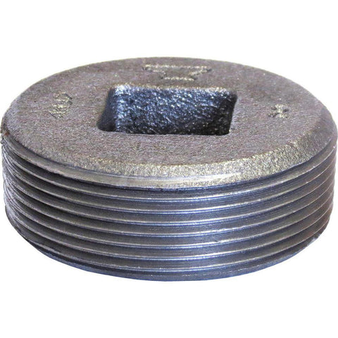 Black Countersunk Square Plug: 1-1/4", 125 psi, Thread x Thread
