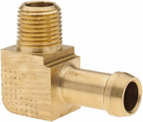 Barbed Hose Fitting: 1/8" x 5/16" ID Hose, Elbow