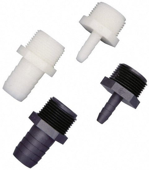 Barbed Tube Adapter: 1/4" Barbs, 3/8" NPT