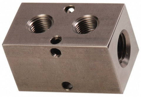 Manifold: 1/2" Inlet, 3/8" Outlet, 2 Inlet Ports, 2 Outlet Ports, 2.75" OAL, 1.5" OAW, 1-1/2" OAH