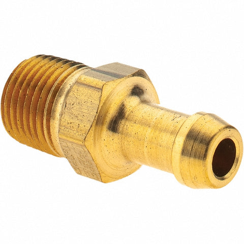 Barbed Hose Fitting: 1/8" x 1/4" ID Hose, Male Rigid