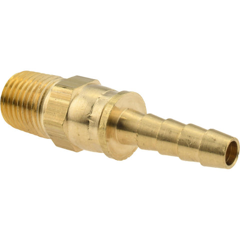 Barbed Hose Fitting: 1/4" x 1/4" ID Hose, Male Connector