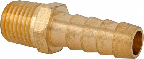 Barbed Hose Fitting: 1/4" x 3/8" ID Hose, Male Connector