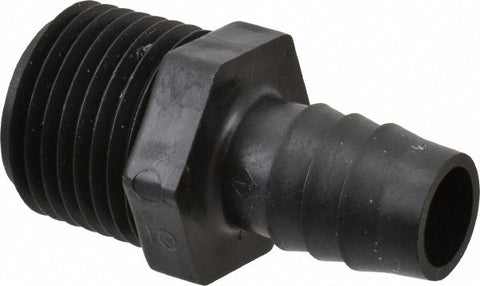 Barbed Tube Connector: 1/2" Barbs, 1/2" NPT