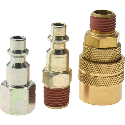 3 Piece 1/4" Body 1/4 NPT 145 psi Industrial Pneumatic Coupling Plug Set