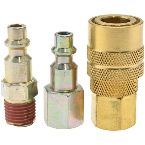 3 Piece 1/4" Body 1/4 NPT 145 psi Industrial Pneumatic Coupling Plug Set