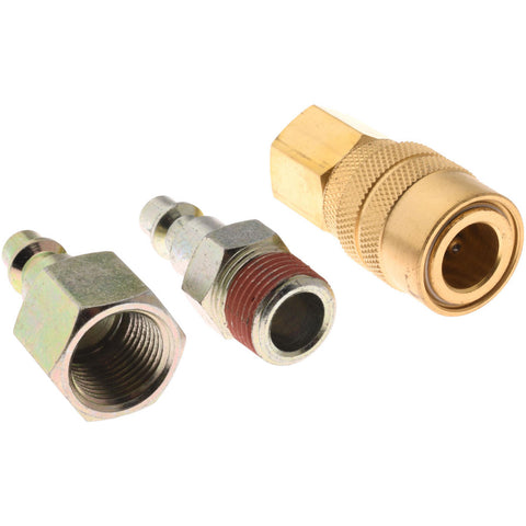 3 Piece 1/4" Body 3/8 NPT 145 psi Industrial Pneumatic Coupling Plug Set