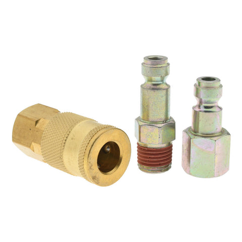 3 Piece 1/4" Body 1/4 NPT 145 psi Tru-Flate Automotive Pneumatic Coupling Plug Set