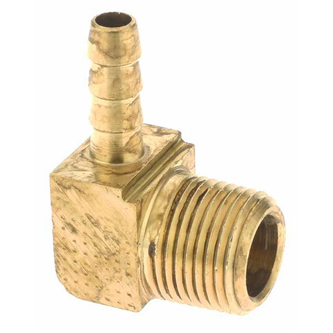 Barbed Hose Fitting: 3/8" x 1/4" ID Hose, Elbow