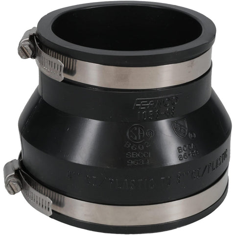 4 x 3" PVC Flexible Pipe Coupling with Clamp