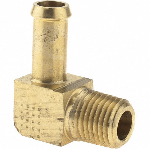 Barbed Hose Fitting: 1/4" x 3/8" ID Hose, Elbow