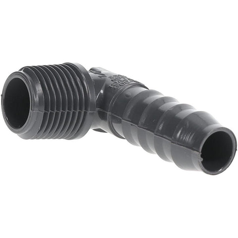 Barbed Tube Elbow: 1/2" Barbs, 1/2" MIPT