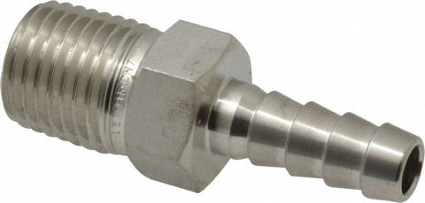 Pipe Hose Connector: 1/4", 316 Stainless Steel