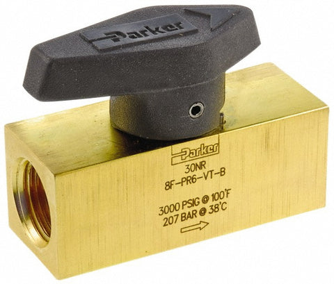 1/2" Pipe, 3,000 psi WOG Rating, Brass, Inline, One Way Instrumentation Plug Valve