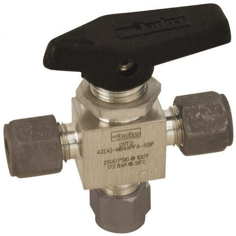 3-Way Manual Ball Valve: 1/4" Pipe