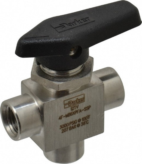 3-Way Manual Ball Valve: 1/4" Pipe