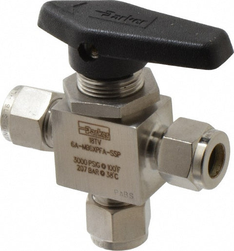 3-Way Manual Ball Valve: 3/8" Pipe