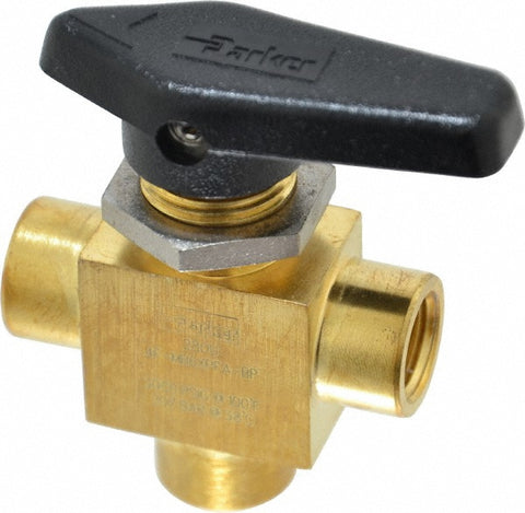 3-Way Manual Ball Valve: 1/4" Pipe