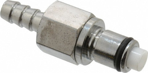 1/4" Inside Tube Dia, Brass, Quick Disconnect, Hose Barb Valved Inline Coupling Insert