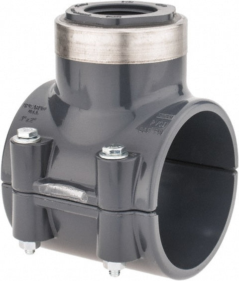 3 x 1-1/4" PVC Plastic Pipe Clamp On Saddle with Viton O-Ring