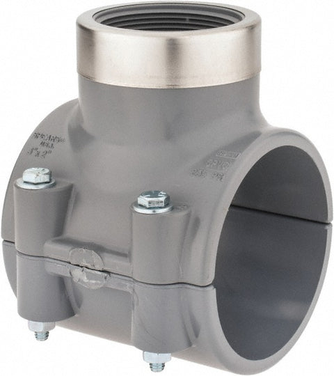 3 x 2" CPVC Plastic Pipe Clamp On Saddle with Viton O-Ring